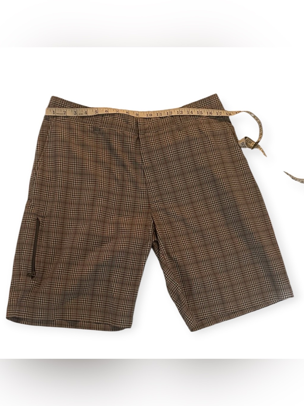 Men's Brown Plaid Dress Shorts Size 36